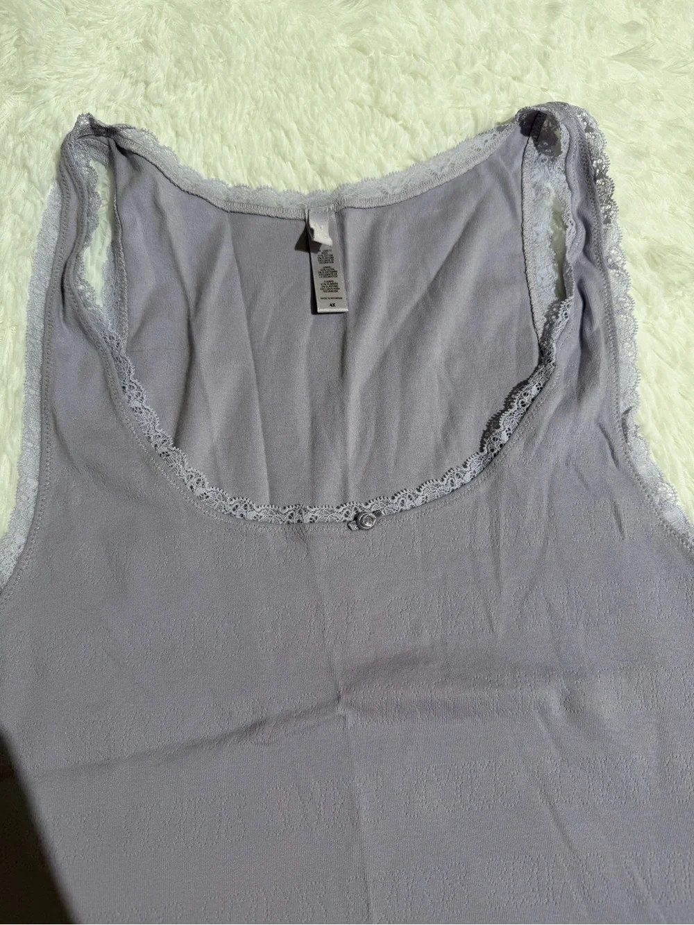 SKIMS 4X Matching Lace Pajama Set Pointelle Shorts Tank Top Lavender Purple Soft